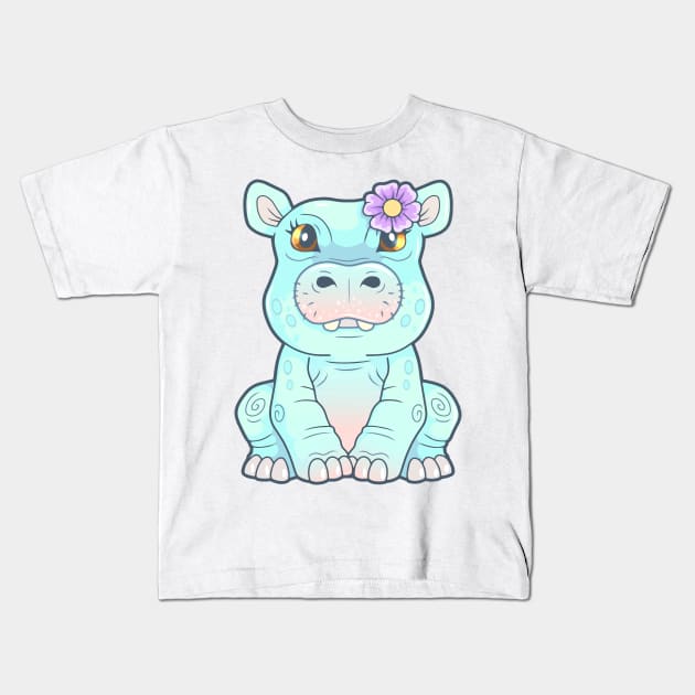 cute hippo Kids T-Shirt by YMFargon